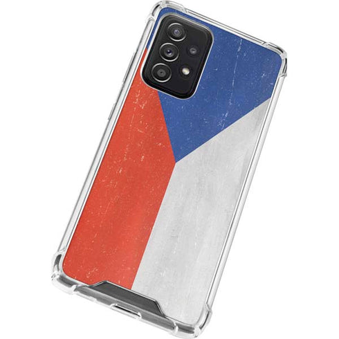 Czech Republic Flag Distressed Galaxy A72 5G Clear Case